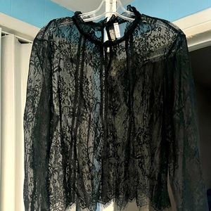 Black Long Sleeved Lace Blouse